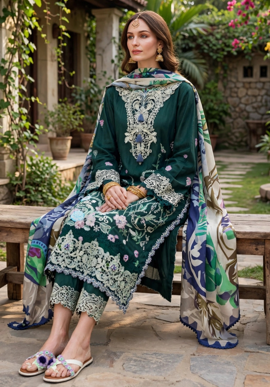 CHARIZMA GREEN COLOUR DRESS IN DHANAK WOOL STUFF NEW LAUNCH VIRAL DRESS