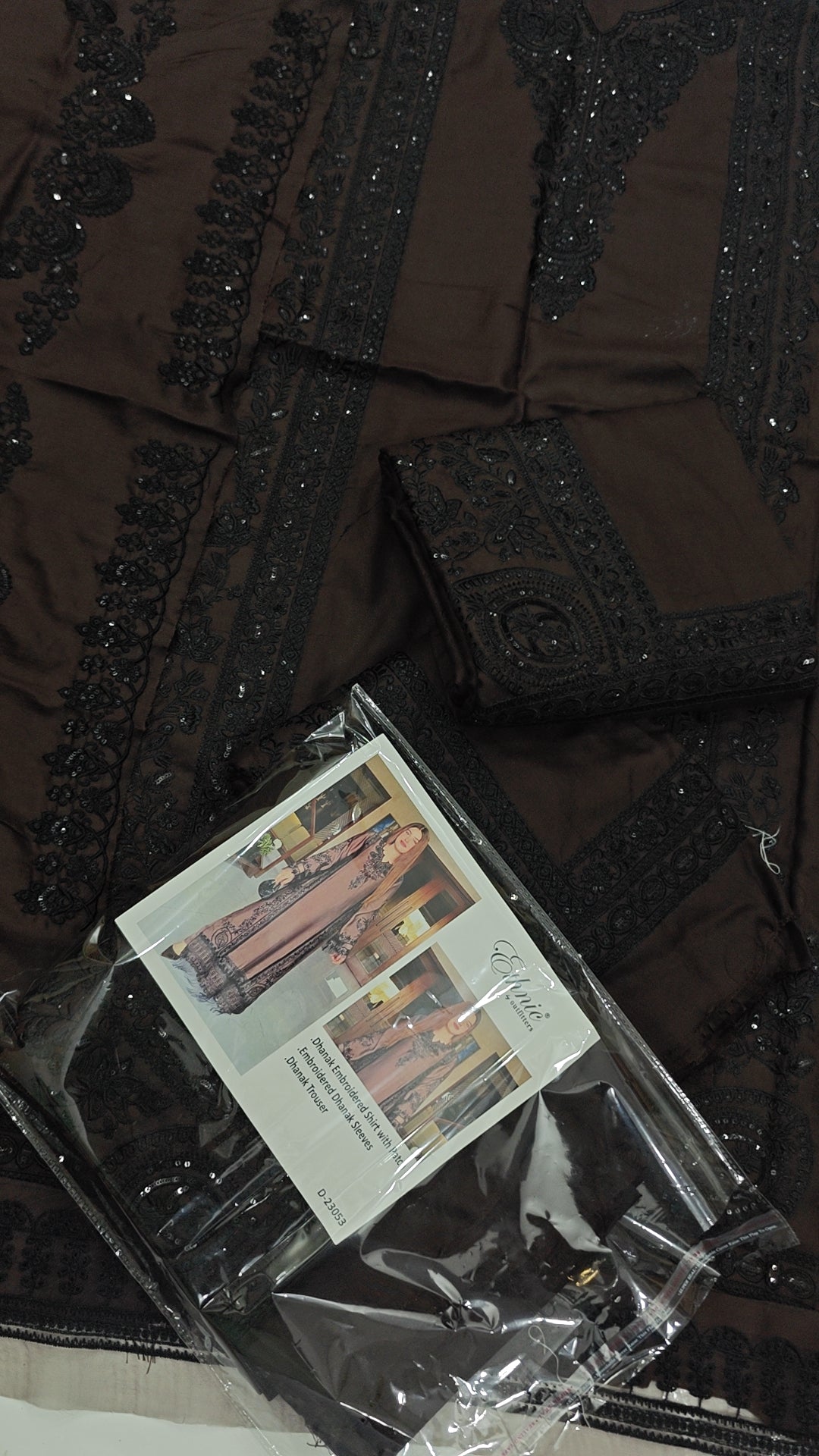ETHNIC MOST VIRAL DRESS IN DHANAK WOOL STUFF BROWN AND BLACK CONTRESS