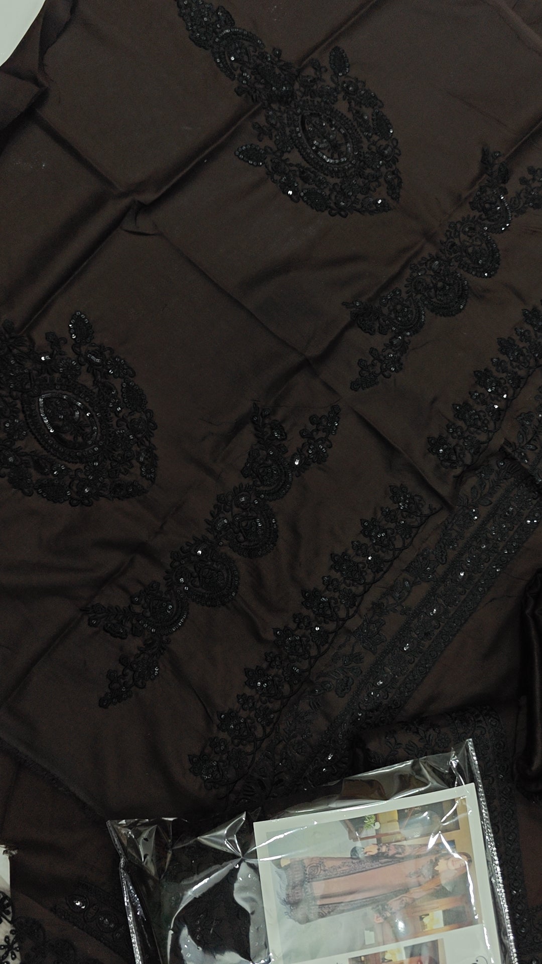 ETHNIC MOST VIRAL DRESS IN DHANAK WOOL STUFF BROWN AND BLACK CONTRESS