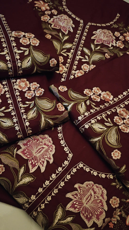 2PCS DRESS LAAM VIRAL NEW WINTER DRESS IN MAROON COLOUR