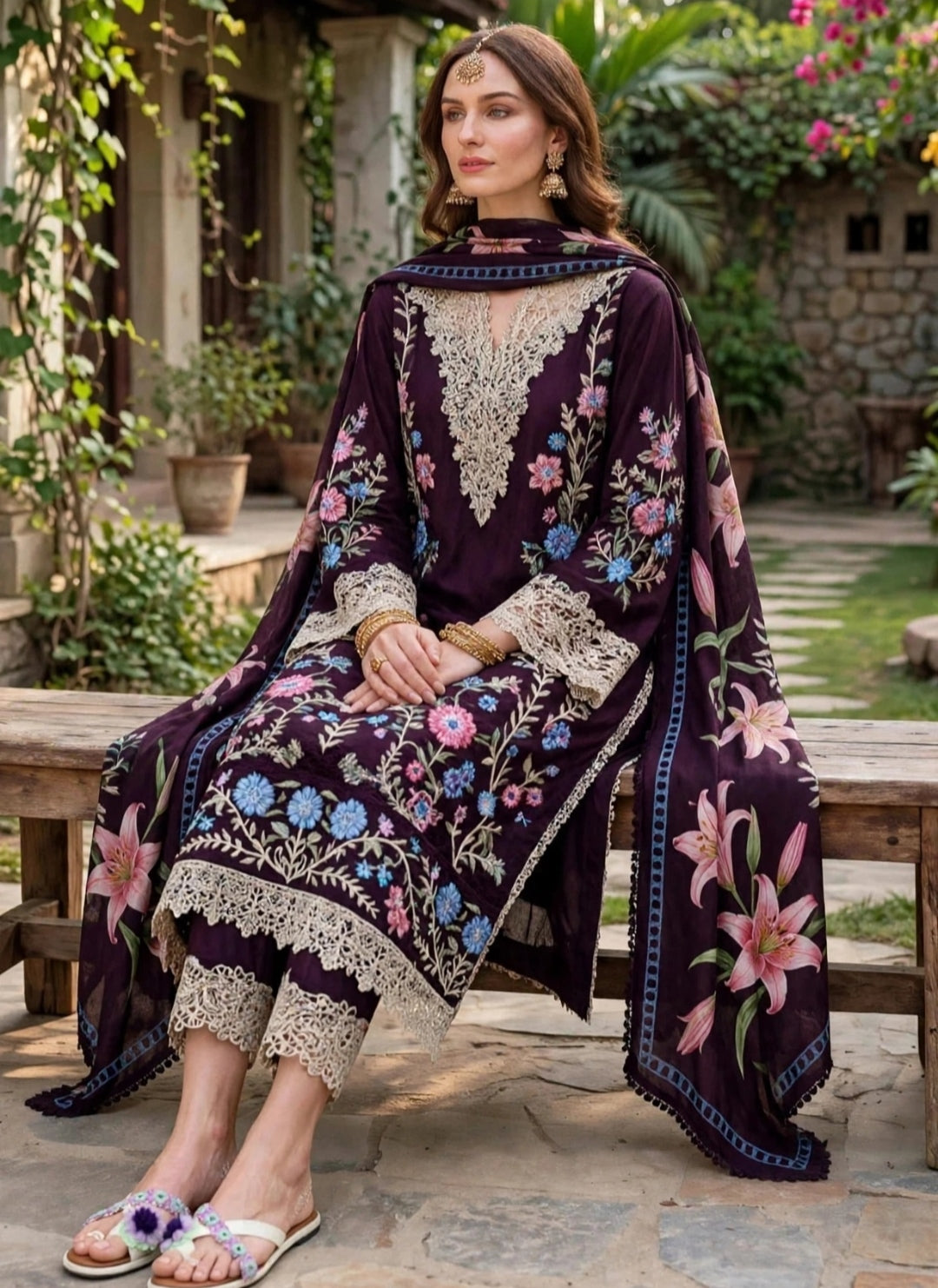 MUSHQ NEW WINTER DRESS IN PURPLE COLOR DHANAK WOOL STUFF