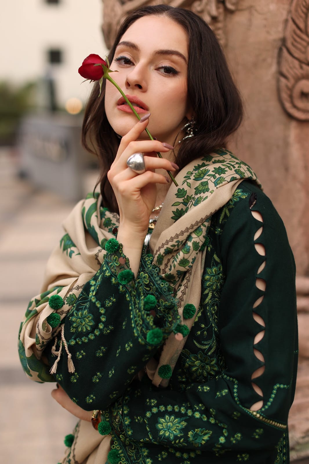 Winter 3 pcs artical 2026/27 Brand Name Charizma  Dhanak Full emb Front  with Havey Emb  Sleeves Havey Emb   Trouser  and Back Plain  3 Pcs Article  Woolen Print Shawl